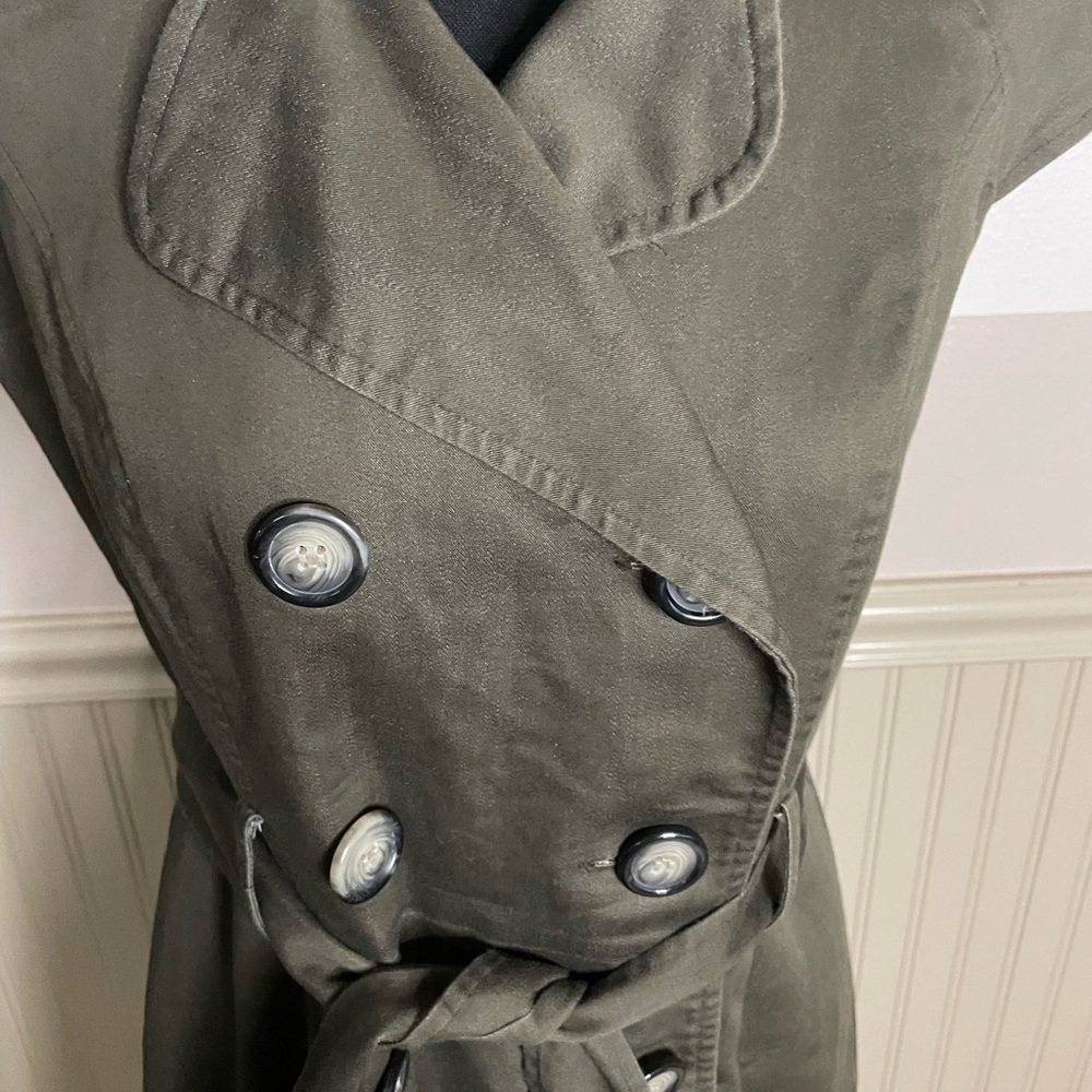 Liz Claiborne deep olive green safari trench utility sleeveless dress. size 8 - Picture 6 of 12